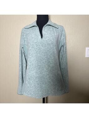 Columbia Microfleece Quarter Zip Pullover Relaxed Athleisure Mint Blue